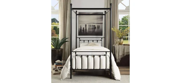 Homelegance Chelone Metal Canopy Bed - Twin, Black
