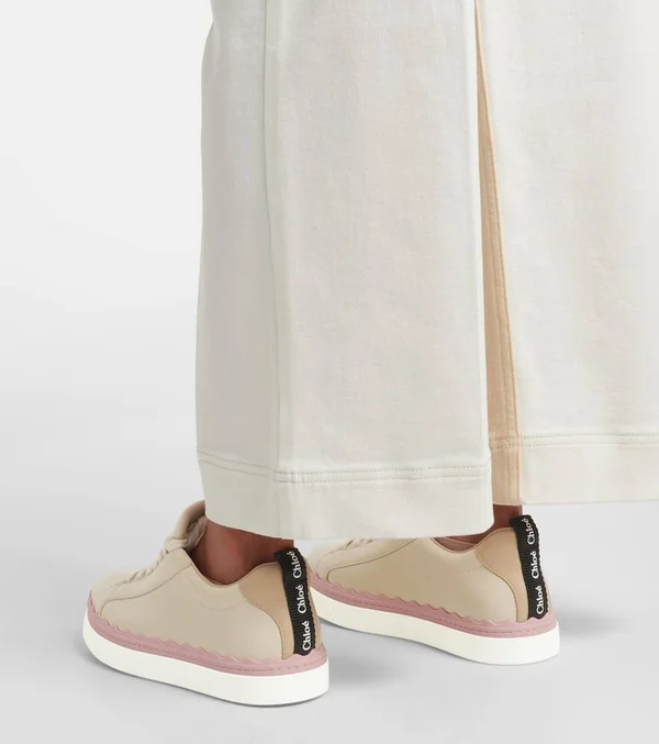 Chloé, Lauren Leather Sneakers, Women, Pink, US 7, Sneakers