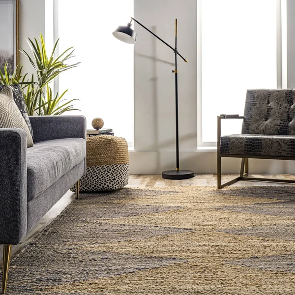 nuLOOM Geometric Brianne Hand Loomed Modern Diamond Jute Area Rug - 6' x 9' - Natural