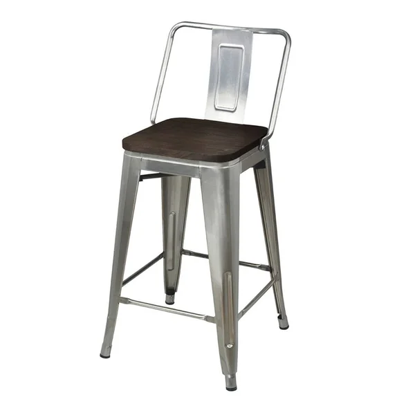 GIA 24-in Metal Bar Stool Gunmetal Counter Height Bar Stool Rubber, M0124MBGMDWOOD1LWS