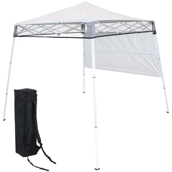 Sunnydaze 7.5 x 7.5 Foot Slant Leg Backpack Canopy - White
