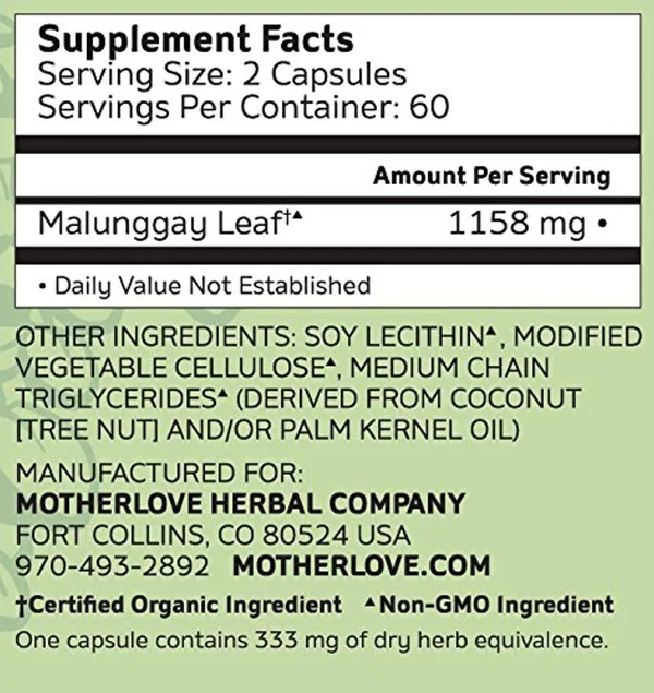 Motherlove, Malunggay (Moringa), 120 Liquid Capsules