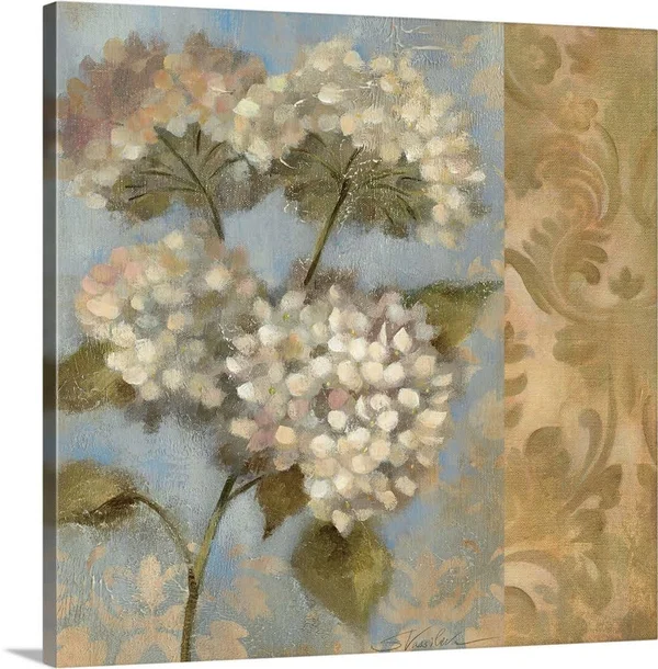 Hydrangea on Soft Blue - Canvas Wall Art, 20x20, Great Big Canvas