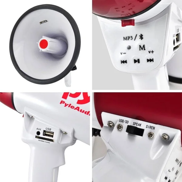 Pyle Megaphone Speaker PA Bullhorn with Built-in Siren - 50 Watts Adjustable