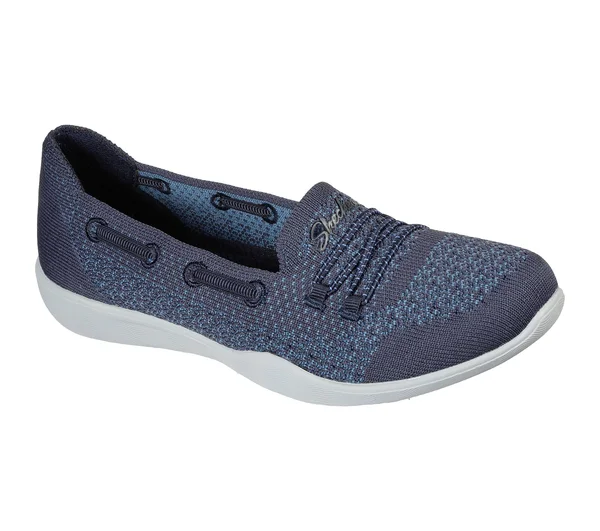Skechers Women's Newbury St Easily Adored Vegan Slip on Sneaker, Navy
