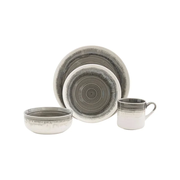 Baum Hearth 16-Piece Dinnerware Set - Service for 4 - Grey