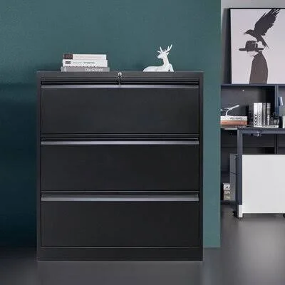3-Drawer Lateral Filing Cabinet Inbox Zero Color: Black