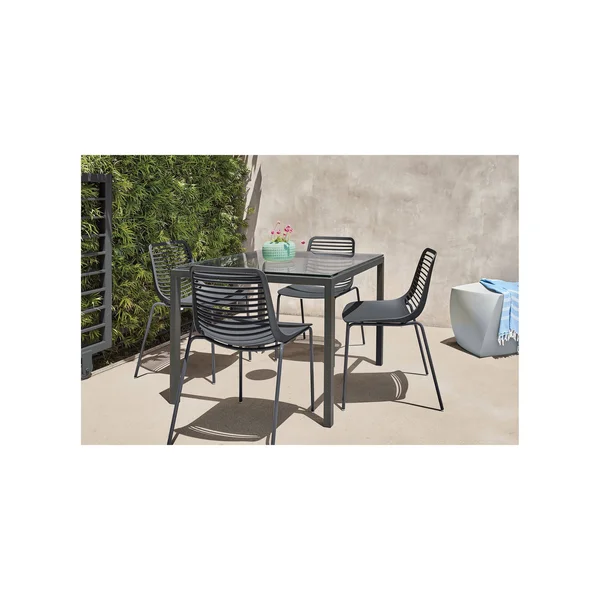 Room & Board - Modern Parsons 4 Person Patio Table w/ Leg 1.5x22 in Orange, 36W 36d 29h, Orange Recycled HDPE Top w/ Ocean