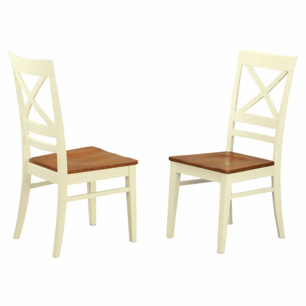 East West Furniture QUC Quincy X-Back Dining Chair (Set of 2) - Buttermilk & Cherry