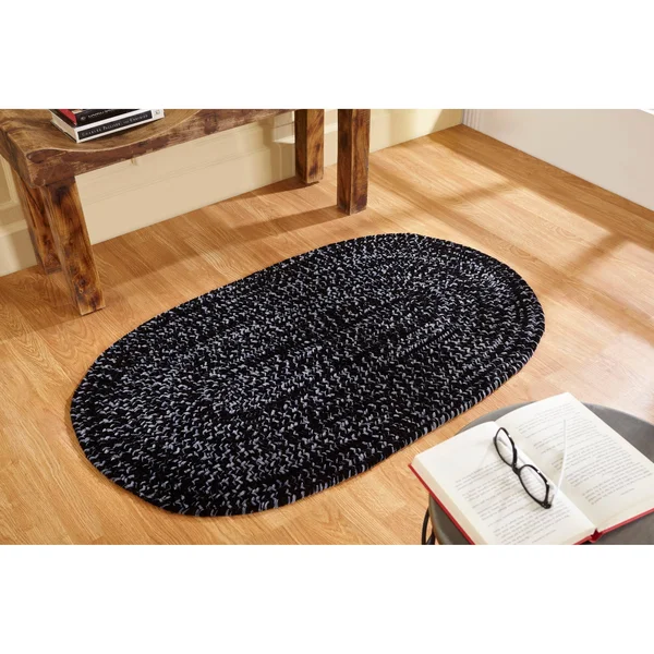 Better Trends Chenille Tweed 8& x 10& Reversible Rug - Black/Grey