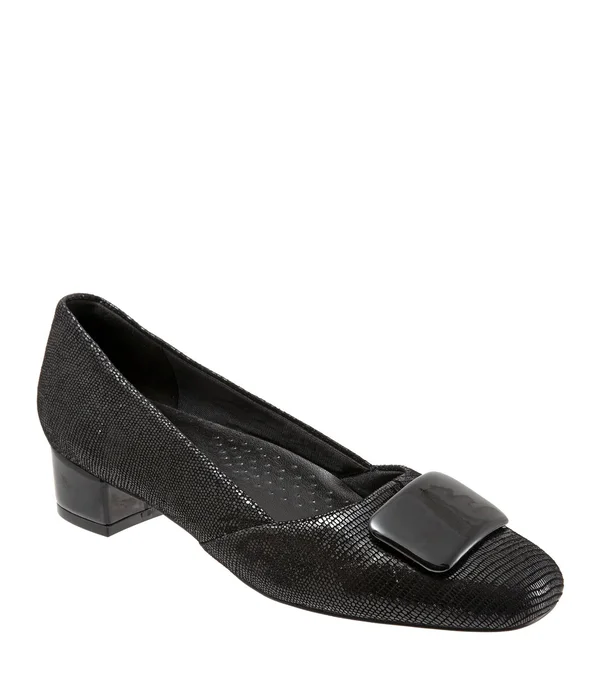 Trotters Delse Pumps - Women's, Black Lizard, Size: 6.5