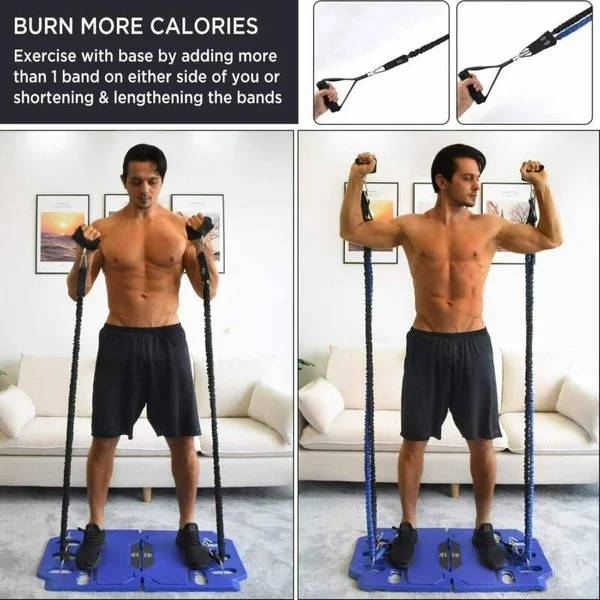FITINDEX Portable Home Gym - Exercise Equipment with Resistance Bands Bar, Muscle Build Workout Equipment for Men/Women, Full-Bo