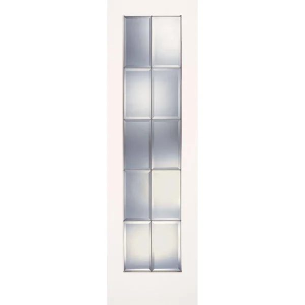 Feather River Doors 24 in. x 80 in. 10 Lite Clear Bevel Zinc Smooth Primed MDF Interior Door Slab, Primed MDF- Ready to Paint