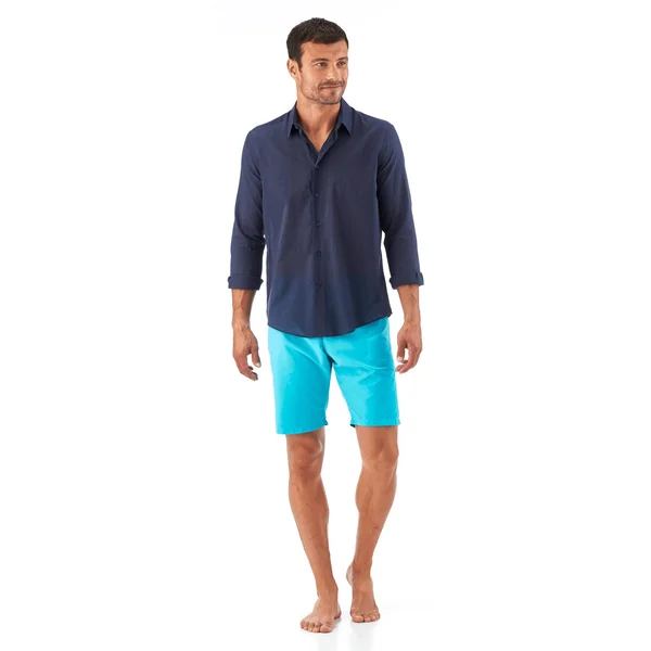 Vilebrequin Solid Cotton Veil Shirt, Caracal - Navy