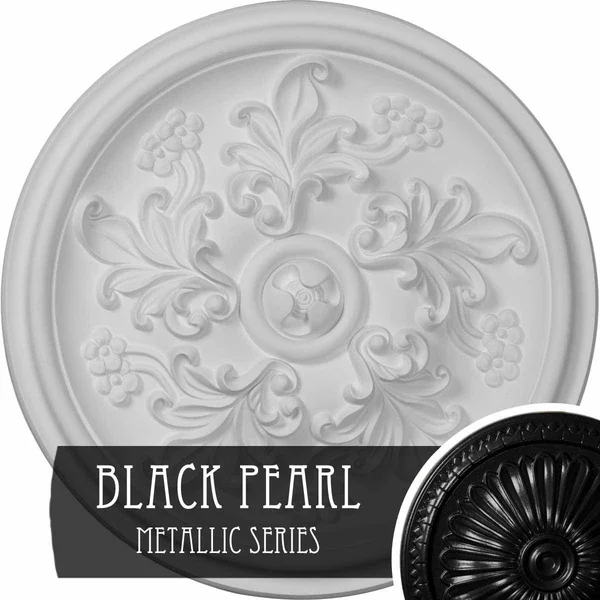 Ekena Millwork CM14KTBPS 14 1/2x22OD x 2 3/4x22P Katheryn Ceiling Medallion (Fits Canopies Up to 2 1/8x22) - Hand-Painted Black P
