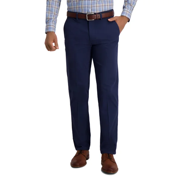 Haggar Midnight Men's Motion Khaki Straight Fit Flat Front Casual Pants