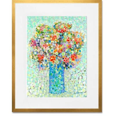 'Floral Bouquet Sage' Framed Acrylic Painting Print on Canvas Latitude Run Format: Gold