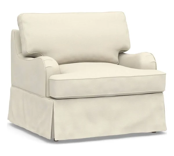 Soma Hawthorne English Arm Slipcovered Armchair, Polyester Wrapped Cushions, Park Weave Ivory