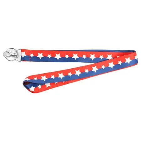 HY Ko Lan-103 Lanyard W/r/w/b Stars 1in (Case of 5), Size: 18 in