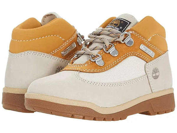 Timberland Kids Leather/Fabric Field Boot Boys Shoes 9481453 - 8.5 Toddler M, Beige