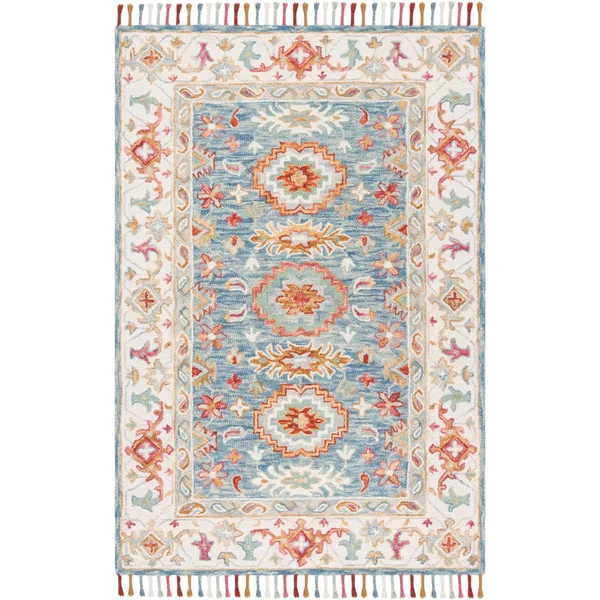 Safavieh Aspen Blue/Ivory 6 ft. x 9 ft. Border Area Rug