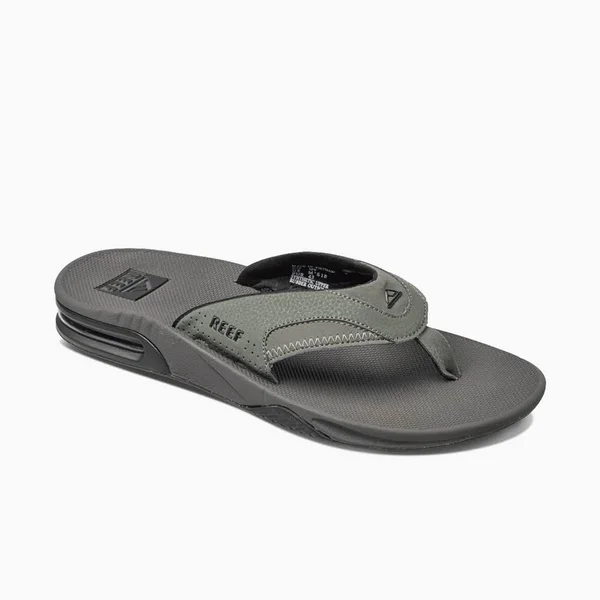 Reef Fanning Flip Flops - Grey/Black, 5