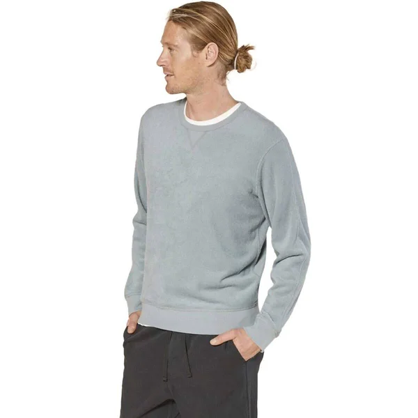 Outerknown Hightide Crew - Men's Sweatshirts, Ash Blue, L