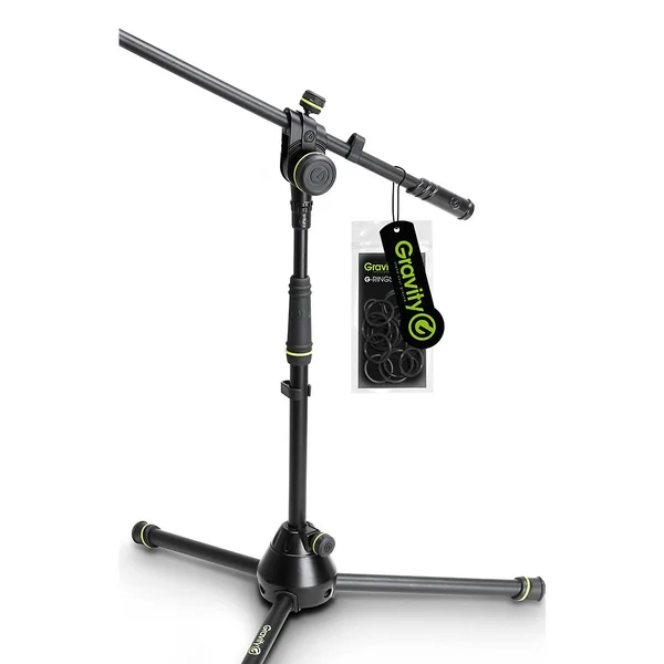 Gravity Stands Microphone Stand Short with Folding Tripod Base and 2-Point Adjustment Boom