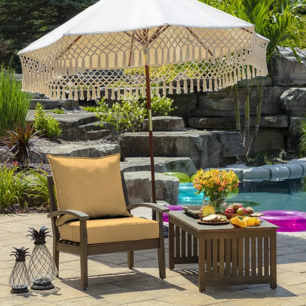 Shirt Texture Deep Seat Outdoor Cushion Set Yellow - Arden Selections