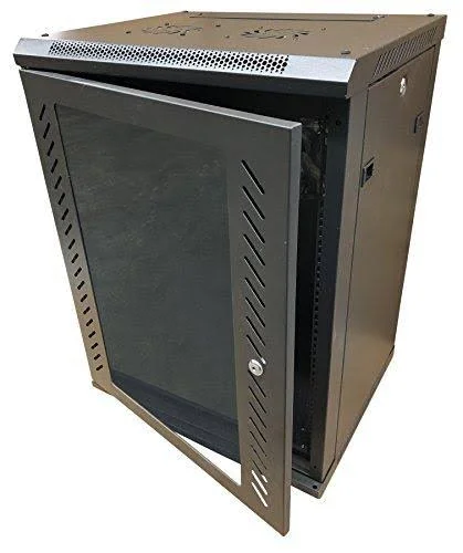 Kenuco 12U Wall Mount Rack Server Cabinet Data Network Enclosure 19-inch Server Network Rack with Locking Glass Door 16-Inches D