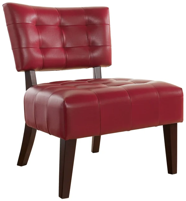 Roundhill Furniture Blended Leather Tufted Accent Chair with Oversized Seating - Red