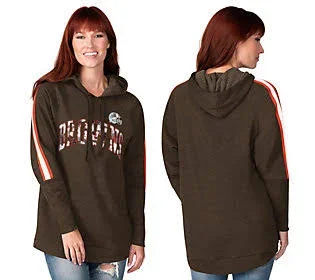 NFL Women's Double Team Tunic Pull-Over Hoodie - Size X-Large, Browns