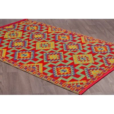 Dottie Geometric Red/Orange/Blue Indoor - Outdoor Area Rug Union Rustic Rug Size: Rectangle 6& x 9&
