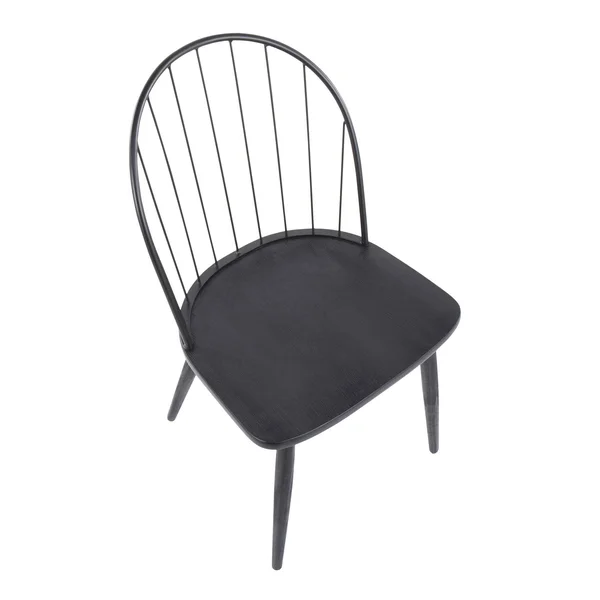 Riley High Back Chair - Black Metal - Black Wood - Set of 2