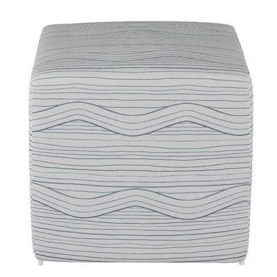 Ellaura 21x22 Wide Square Striped Cube Ottoman Latitude Run