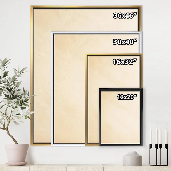 Designart &Gold Glamour Direction II& Modern & Contemporary Framed Canvas - Grey - 30 in. Wide x 40 in. High - White