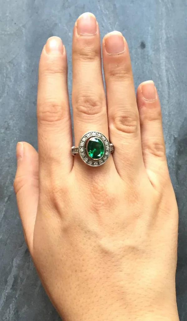 Emerald Ring - Antique Ring, Vintage Ring, Antique Emerald Ring, Antique Rings, Sterling Silver Ring, Green Vintage Ring, Created