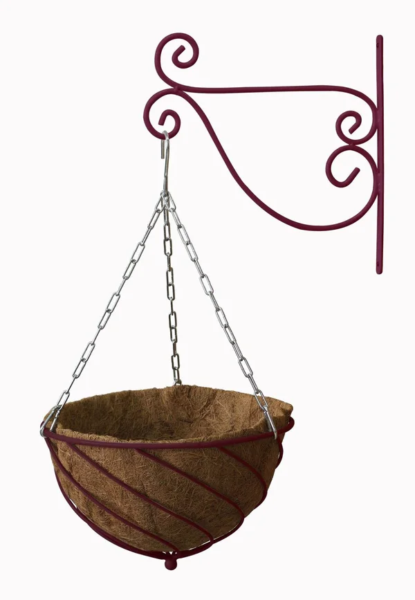August Grove Nobhill Basket Kit Metal Hanging Planter, Size: 10.8x22 H x 16.8x22 W x 16.8x22 D, Red