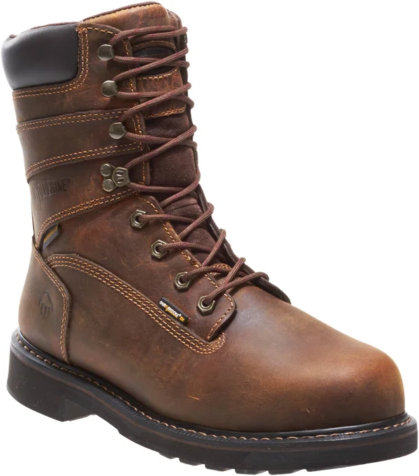 Wolverine 8x22 Brek Durashocks Steel Toe Waterproof Boots, Men's Brown