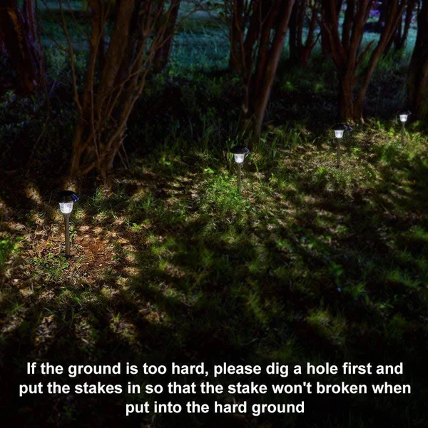 Beau Jardin 8 Pack Solar Lights Bright Pathway Outdoor Garden Stake Glass Stainless Steel Waterproof Auto on