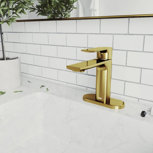 Vigo Davidson Single Hole Bathroom Faucet with Deck Plate in Chrome
