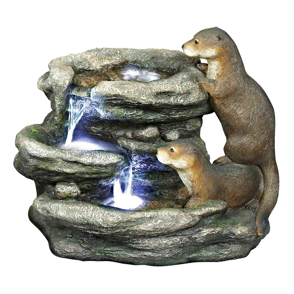 Design Toscano Bright Waters Otters Garden Fountain