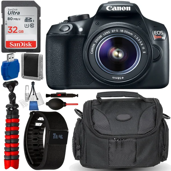 Canon Eos Rebel T6 Dslr Camera with 18-55mm Lens Acessory Bundle with Free Promotional Sports Fitness Activity Tracker