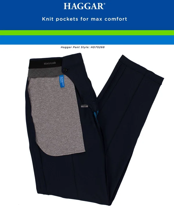 Haggar Htr Grey Active Series Straight Fit Flat Front Dress Pants