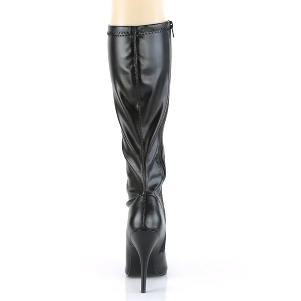 Pleaser Seduce-2000, 5x22 Plain Stretch Knee - Black Stretch PU 16