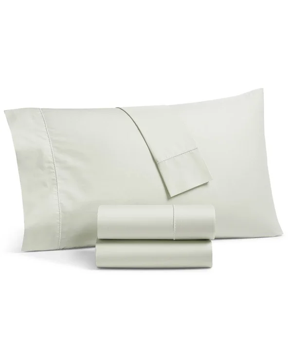 Martha Stewart Collection Solid Egyptian Cotton Percale 400 Thread Count 4 pc. Sheet Set, King, Created for Macy&s - Milky Green