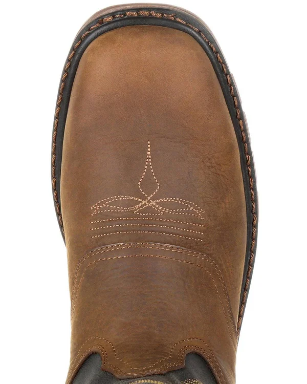 Georgia Men's Carbo-Tec LT Waterproof Pull-On Work Boot Black & Brown
