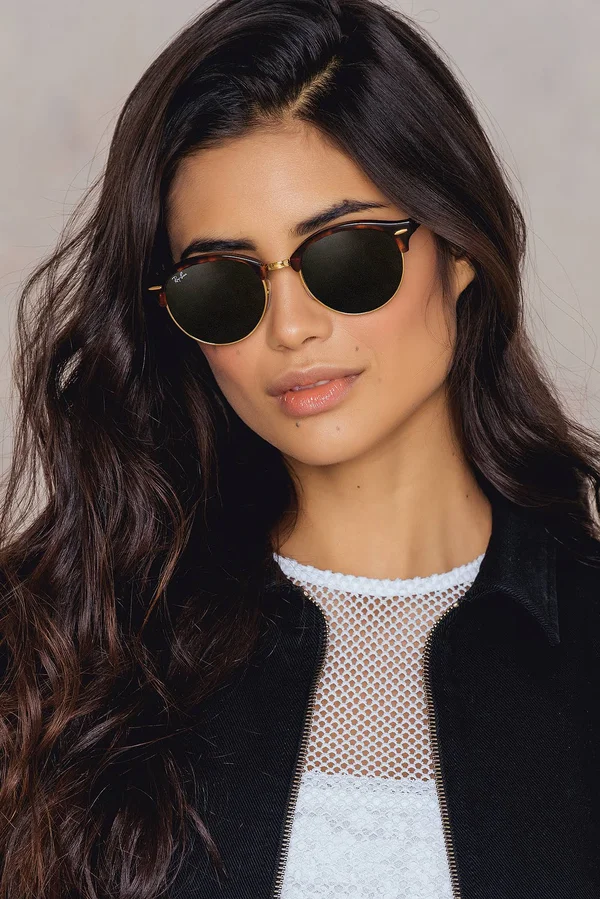 Ray-Ban CLUBROUND RB4246 Round Sunglasses For Unisex, 51-19-145, 990-RED HAVANA