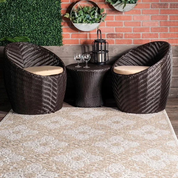 nuLOOM Macie Textured Snowflake Beige 5 ft. 3 in. x 7 ft. 7 in. Indoor/Outdoor Area Rug
