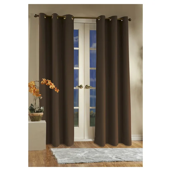 Weathermate Grommet Top Curtain Panel Pair Chocolate 80 x 63x22